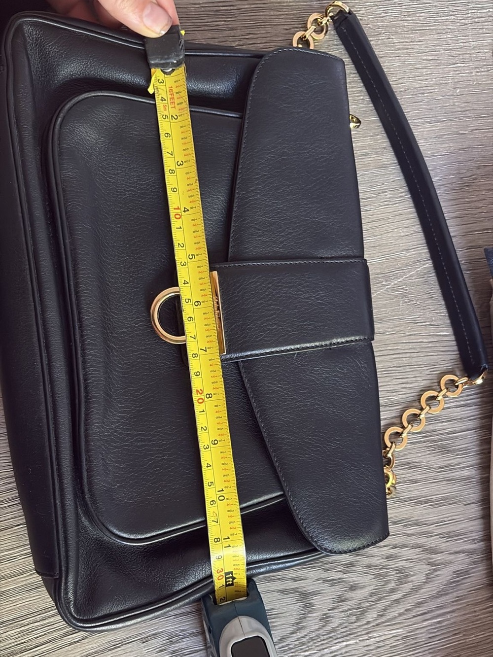 Salvatore Ferragamo Black Leather Shoulder Bag with Gold Hardware - Picture 4 of 6